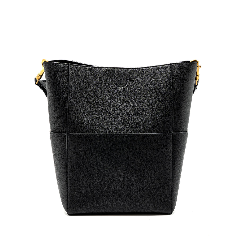 CELINE SANGLE BUCKET BAG GRAINED CALFSKIN BLACK GHW