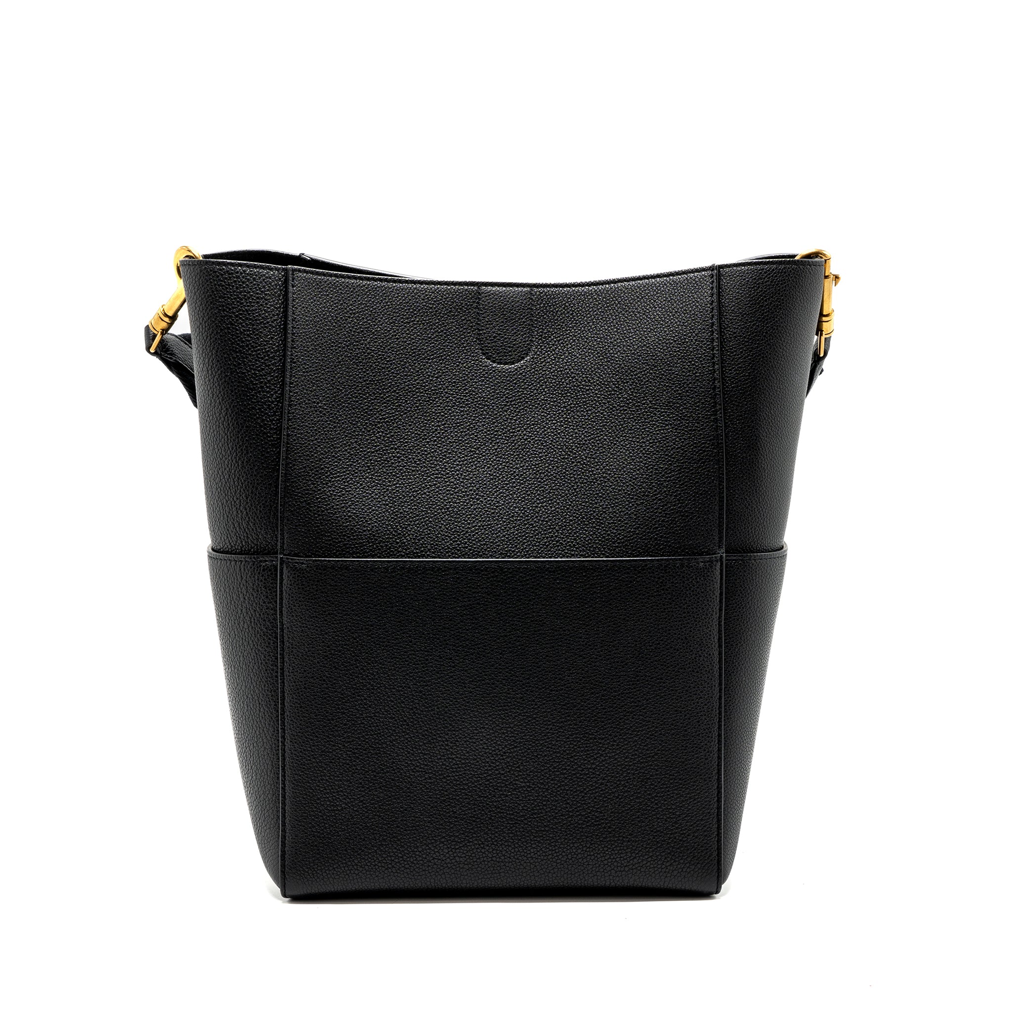 CELINE SANGLE BUCKET BAG GRAINED CALFSKIN BLACK GHW