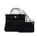 HERMES HERBAG ZIP 31 BAG CANVAS/ HUNTER LEATHER BLACK GHW