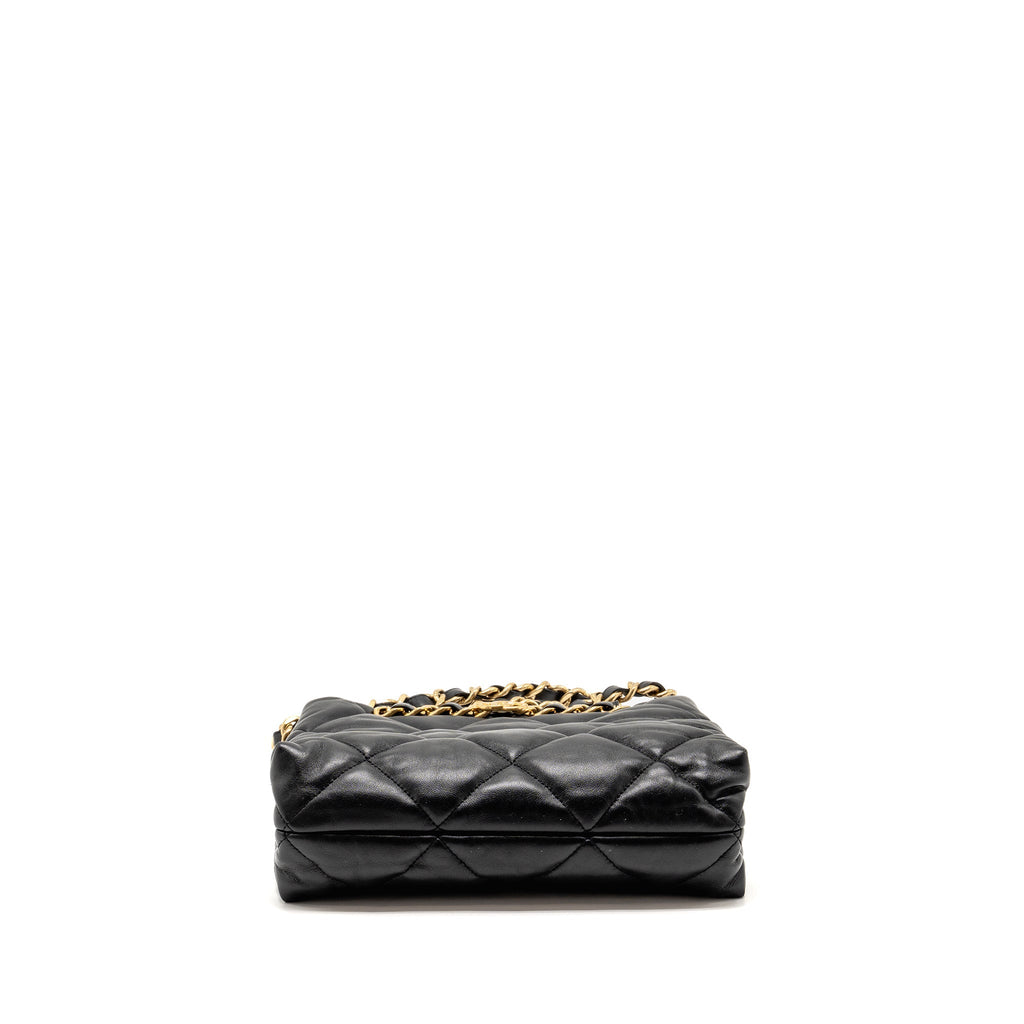 CHANEL QUILTED DOUBLE CHAIN SHOULDER BAG LAMBSKIN BLACK GHW (MICOCHIP)