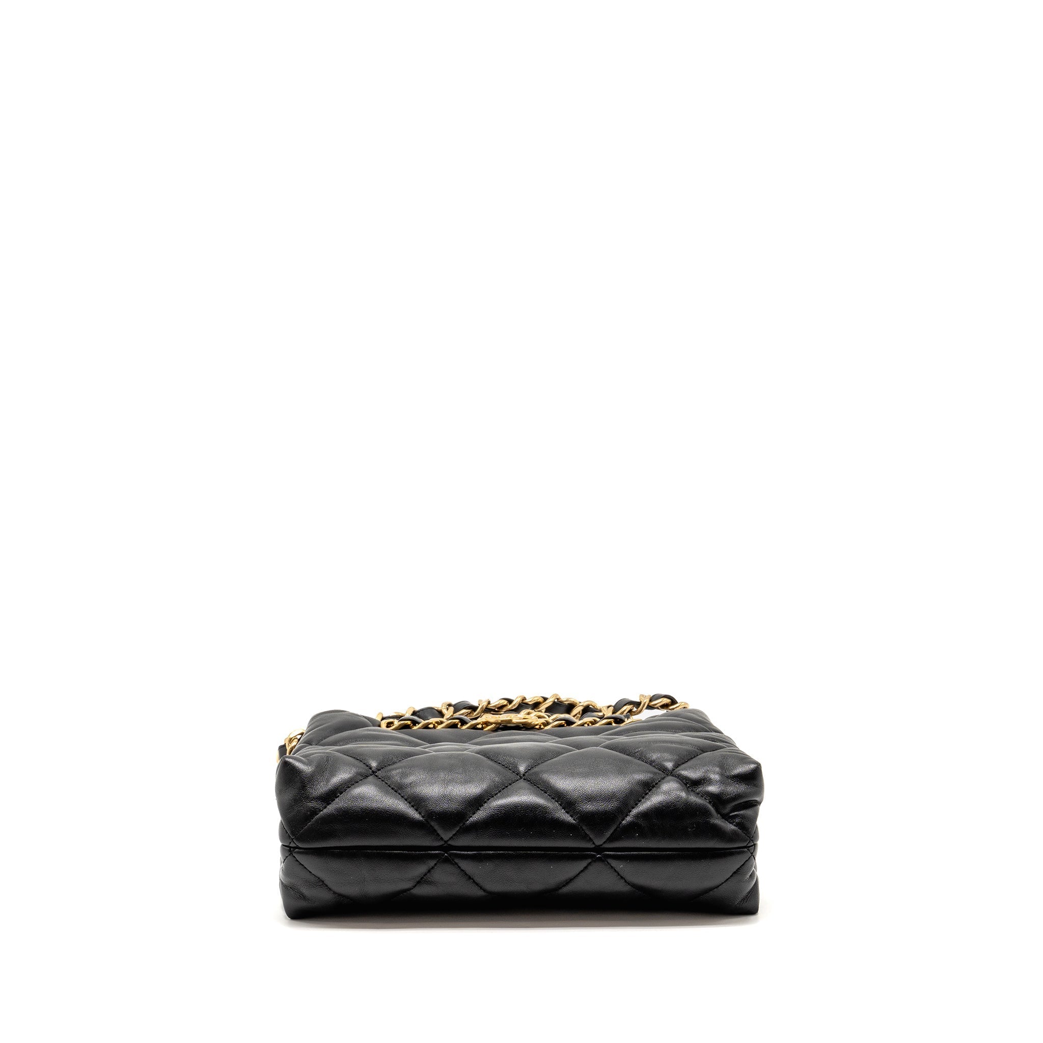 CHANEL QUILTED DOUBLE CHAIN SHOULDER BAG LAMBSKIN BLACK GHW (MICOCHIP)