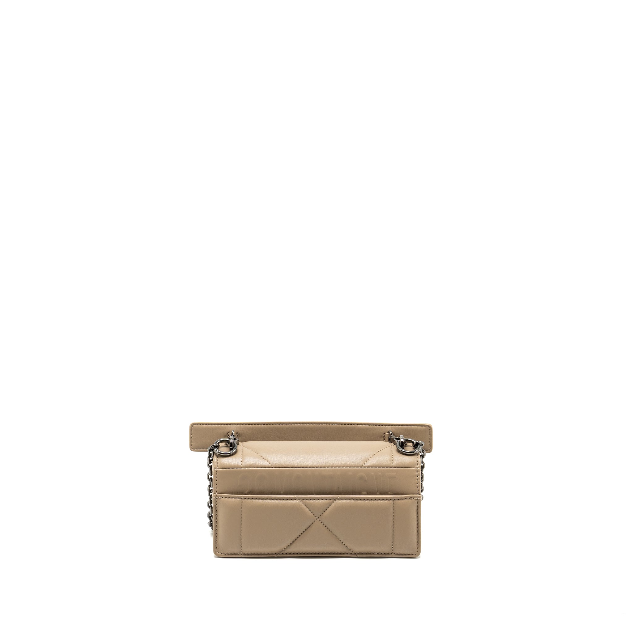 DIOR 30 MONTAIGNE POUCH WITH SHOULDER STRAP LAMBSKIN BEIGE BLACK HARDWARE
