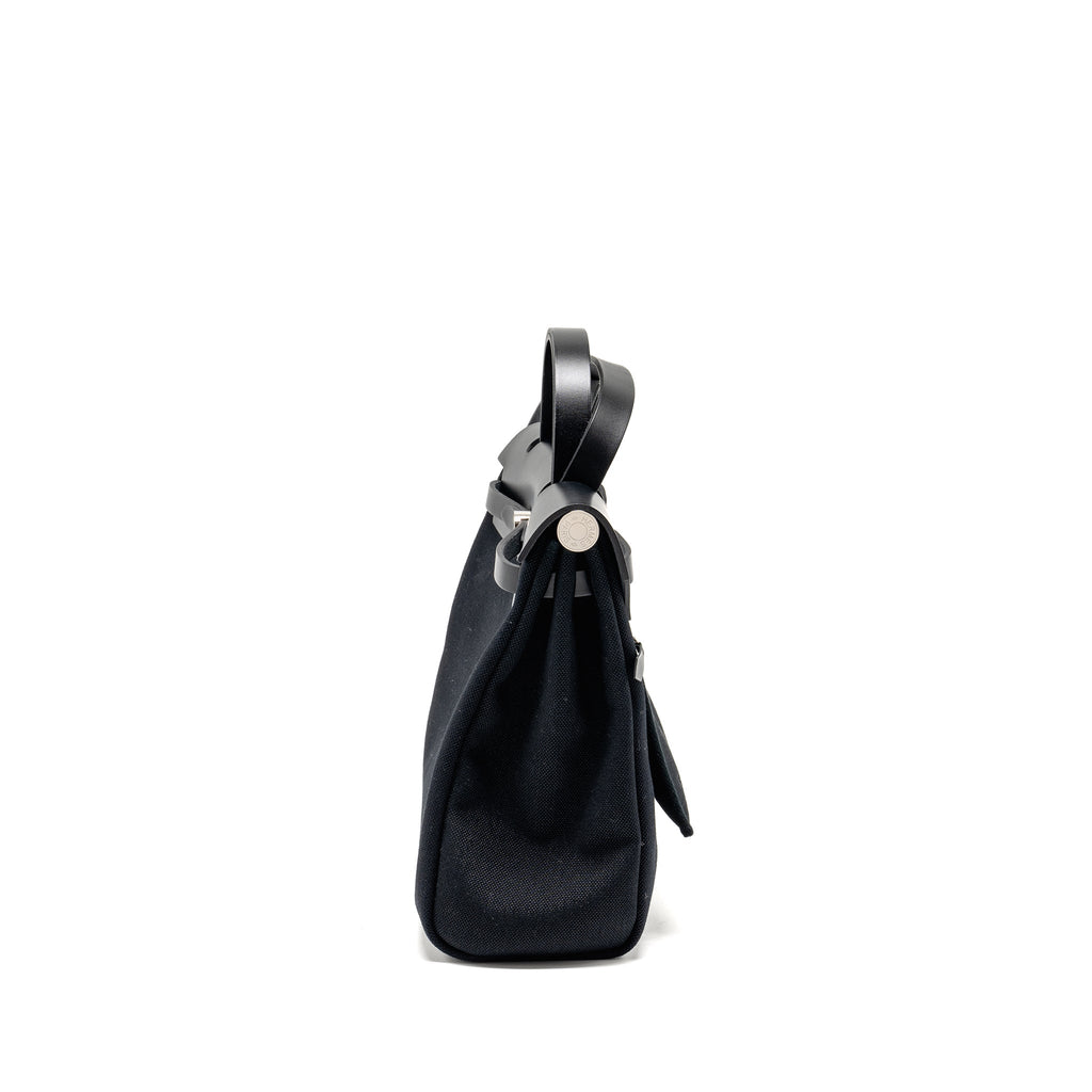 HERMES HERBAG 31 ZIP BAG CANVAS/LEATHER BLACK SHW