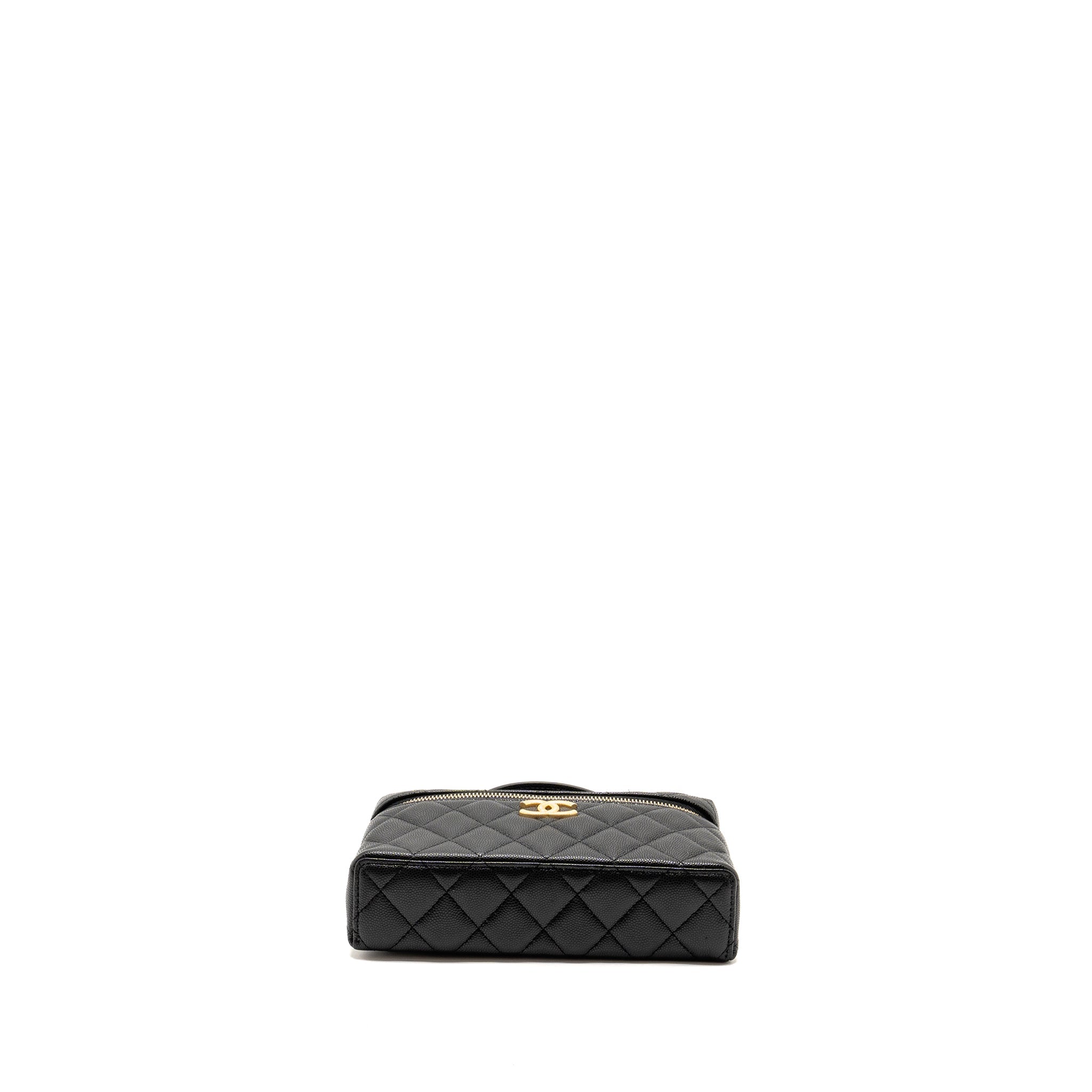 CHANEL TOP HANDLE VANITY BAG CAVIAR BLACK GHW (MICROCHIP)
