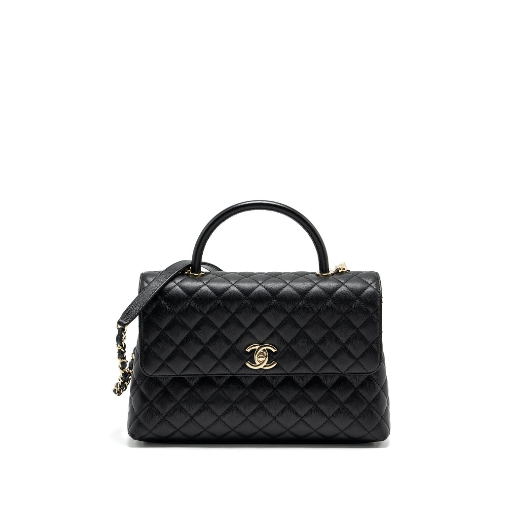 CHANEL LARGE COCO HANDLE CAVIAR BLACK LGHW (MICROCHIP)