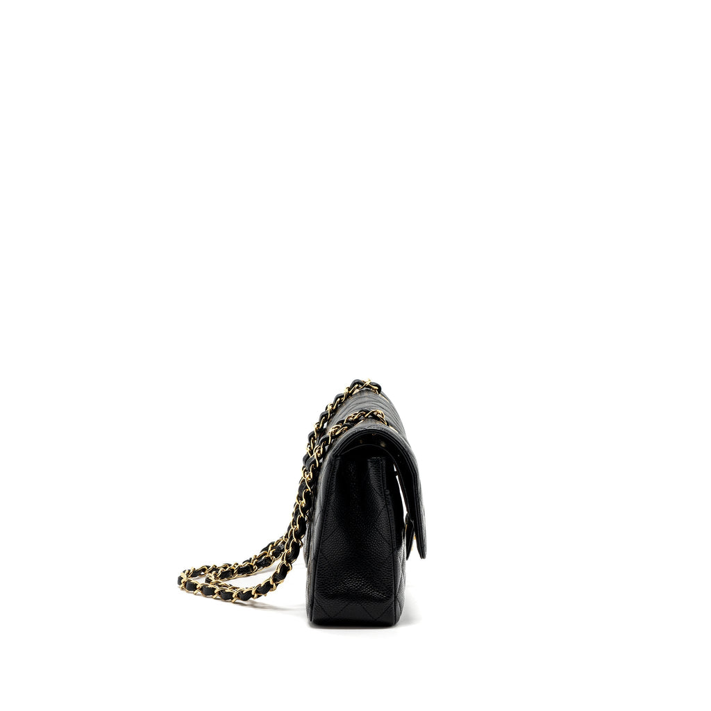 CHANEL MEDIUM CLASSIC DOUBLE FLAP BAG CAVIAR BLACK GHW (MICROCHIP )