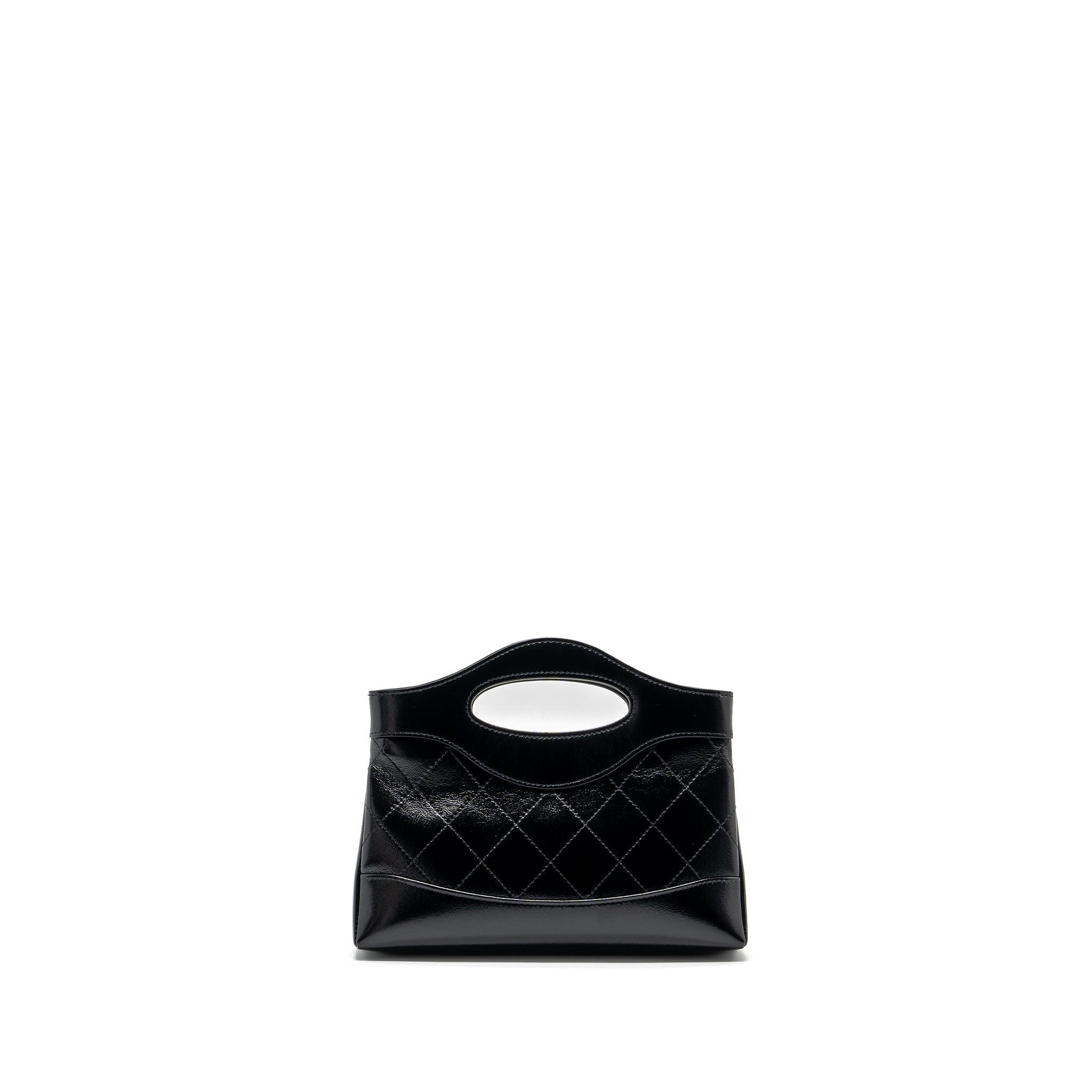 CHANEL 24C MINI 31 CLUTCH WITH CHAIN SHINY CALFSKIN BLACK LGHW (MICROCHIP)