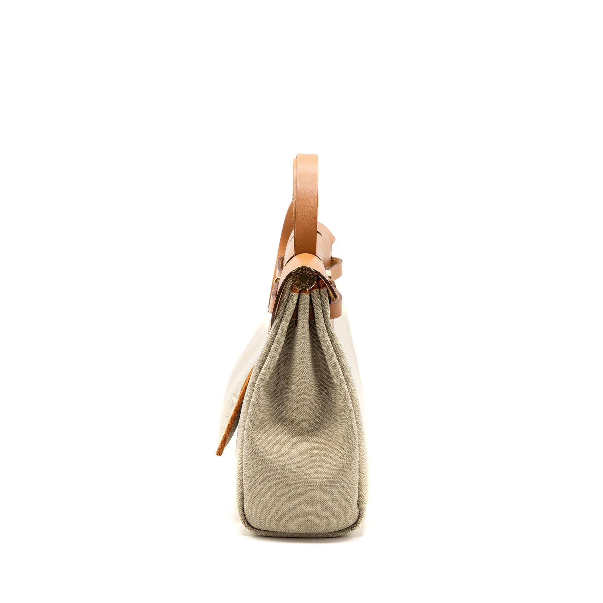HERMES HERBAG ZIP 31 BAG CANVAS / HUNTER BETON / NATURAL GHW