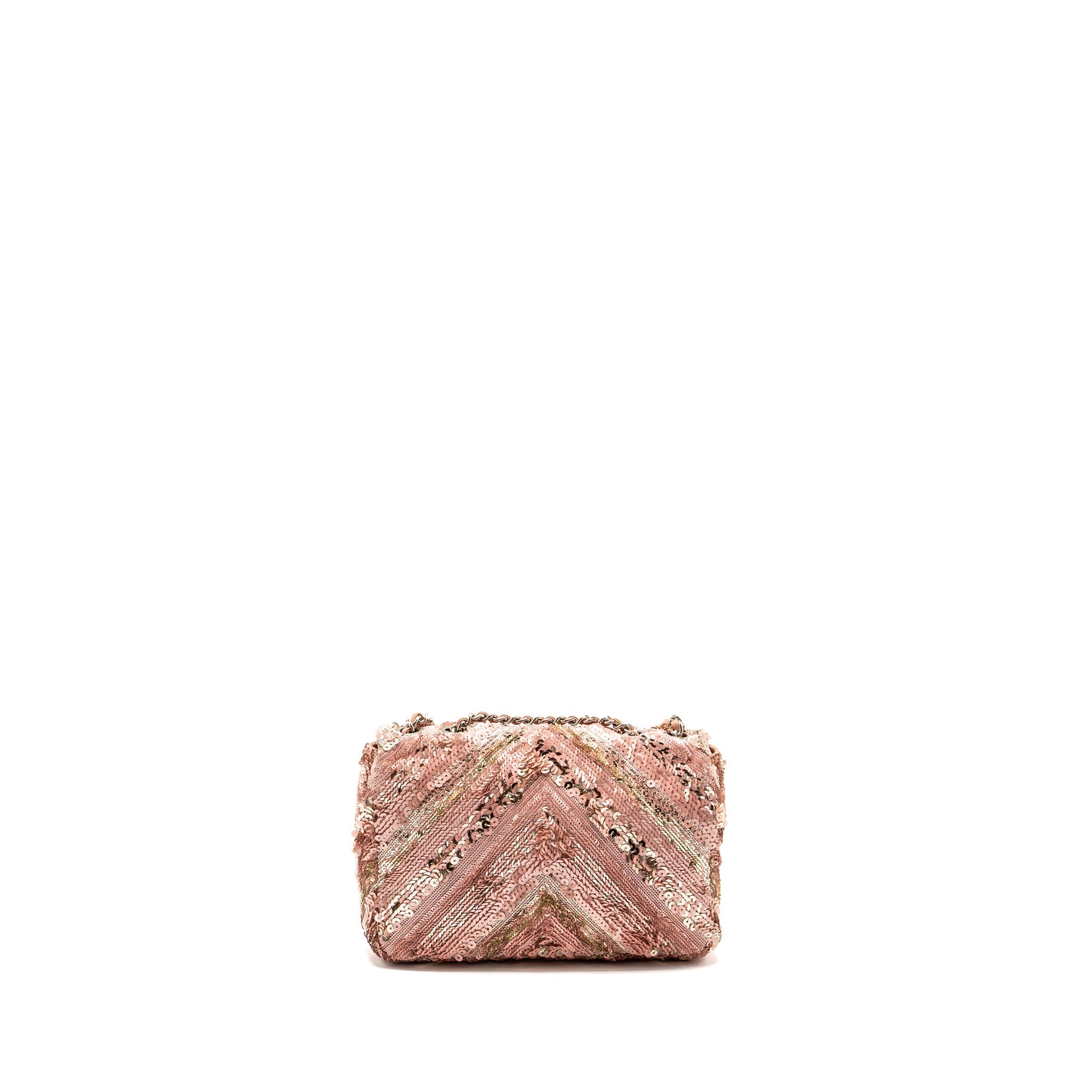 CHANEL CHEVRON MINI FLAP BAG SEQUIN PINK / MULTICOLOUR SHW