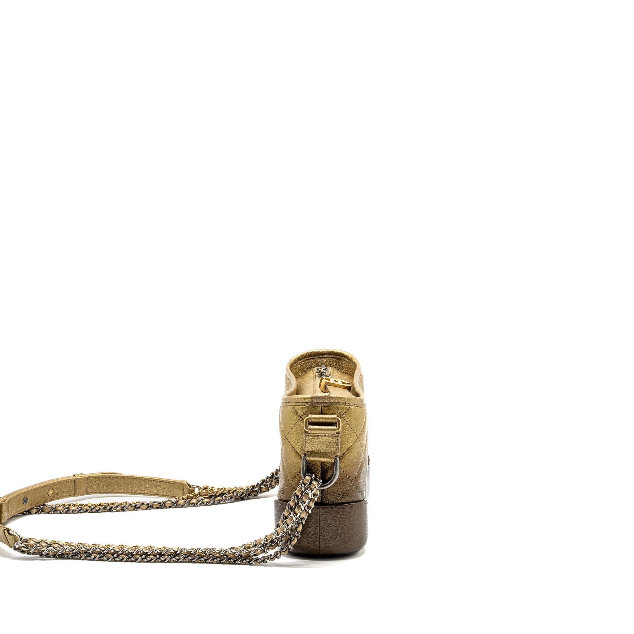CHANEL SMALL GABRIELLE HOBO BAG METALLIC GOATSKIN DARK GOLD/BRONZE WITH MULTICOLOUR HARDWARE