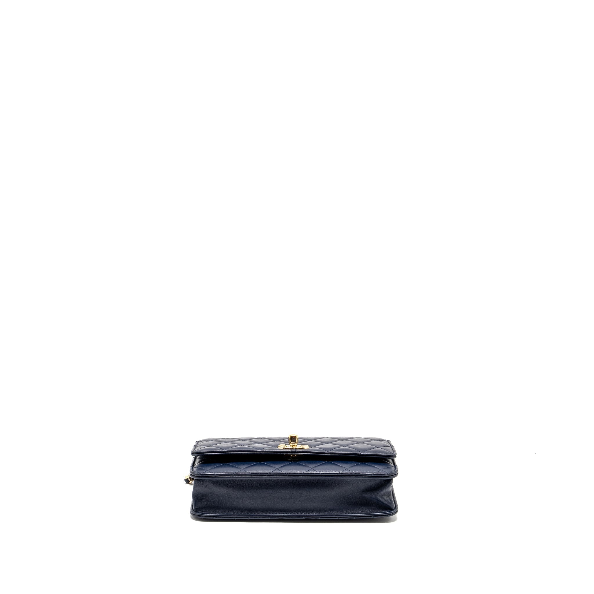 CHANEL TRENDY CC WALLET ON CHAIN LAMBSKIN NAVY LGHW
