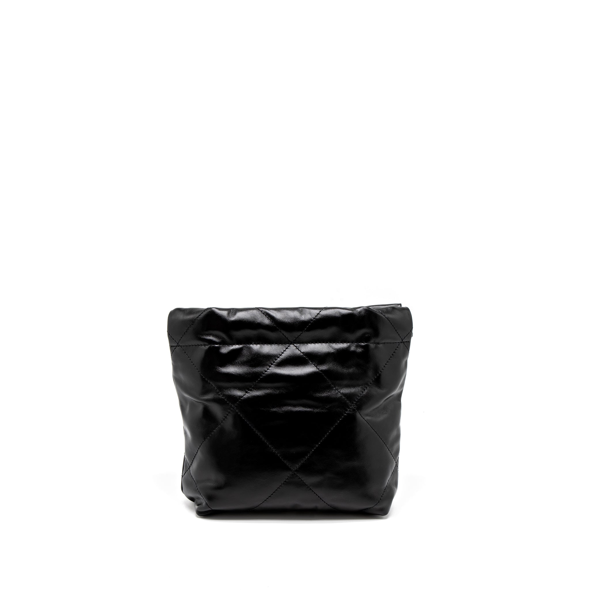 CHANEL 23S MINI 22 BAG SHINY CALFSKIN BLACK BRUSHED GHW (MICROCHIP)
