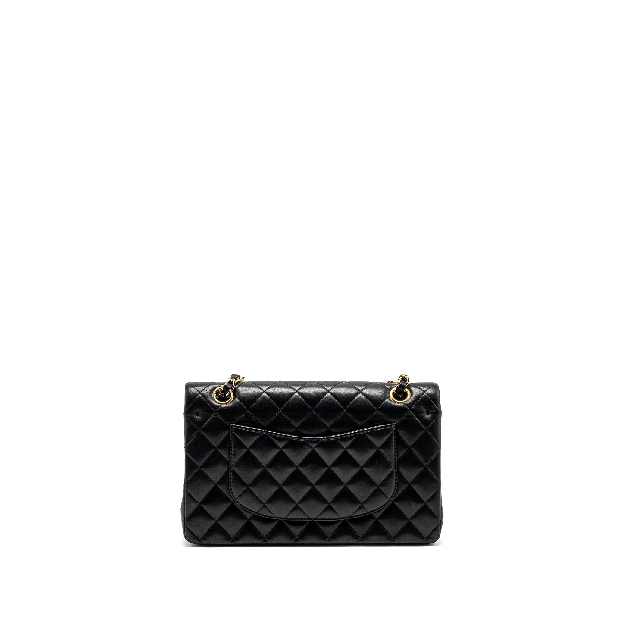 CHANEL MEDIUM CLASSIC DOUBLE FLAP BAG LAMBSKIN BLACK GHW