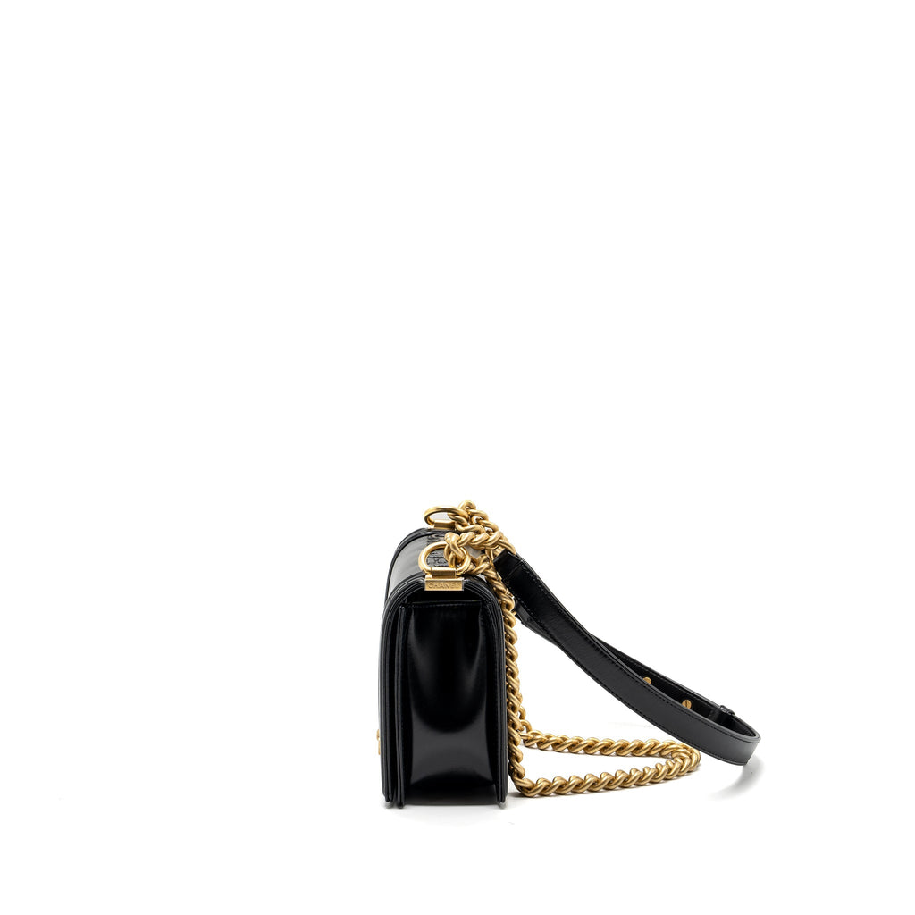 CHANEL MINI SQUARE BOY BAG LIMITED EDITION CALFSKIN BLACK GHW (MICROCHIP)