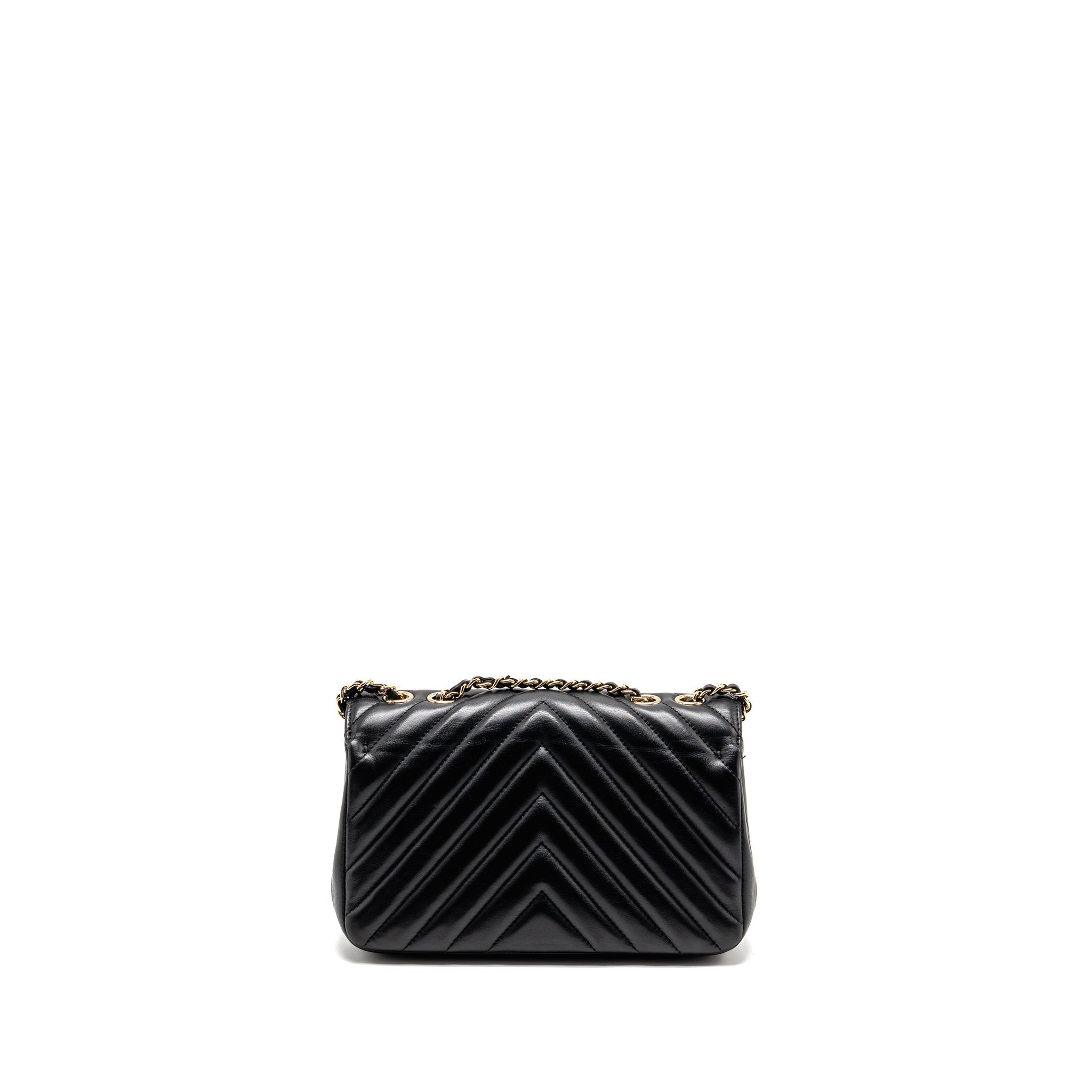 CHANEL CHEVRON FLAP BAG LAMBSKIN BLACK LGHW