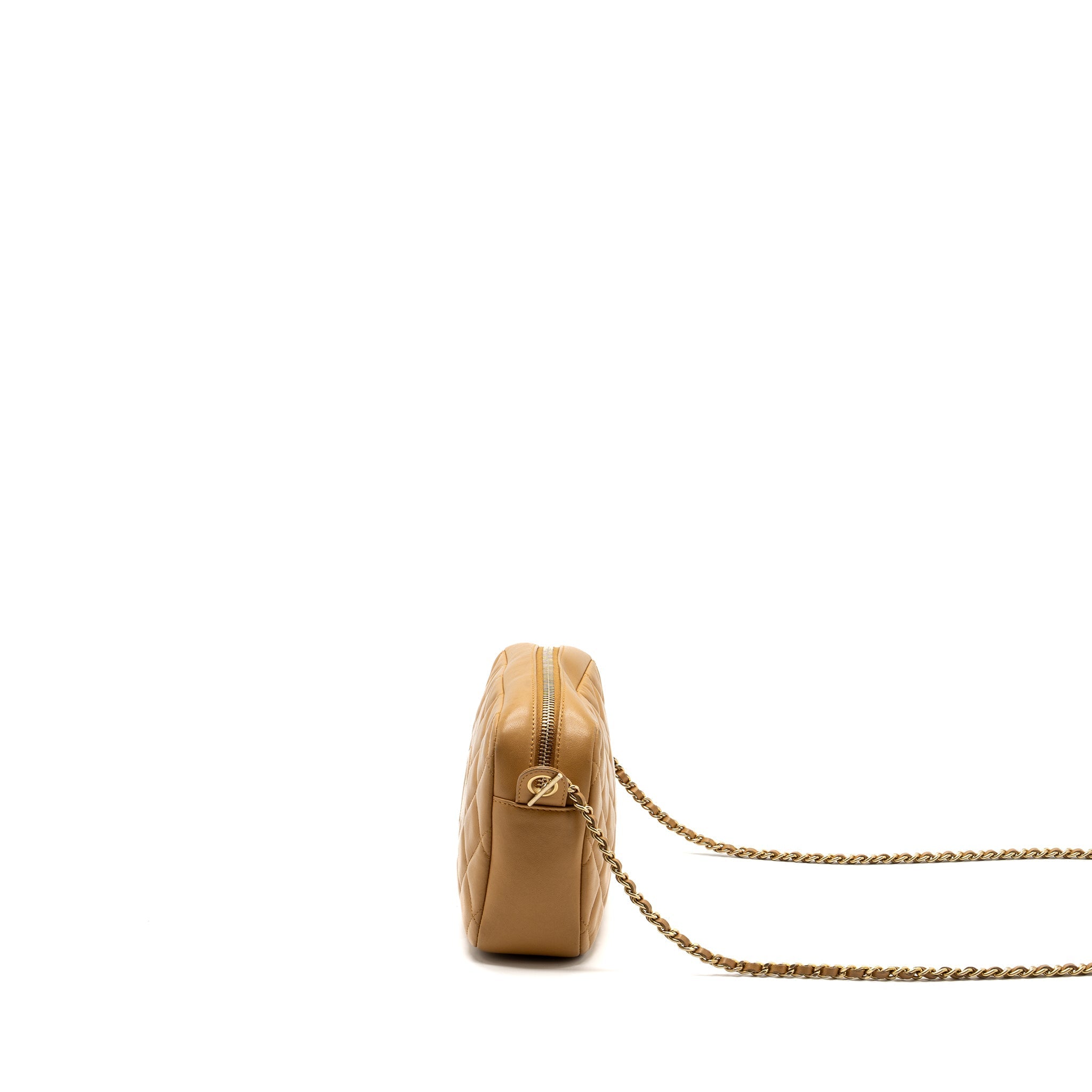 CHANEL SMALL CAMERA BAG LAMBSKIN BEIGE GHW