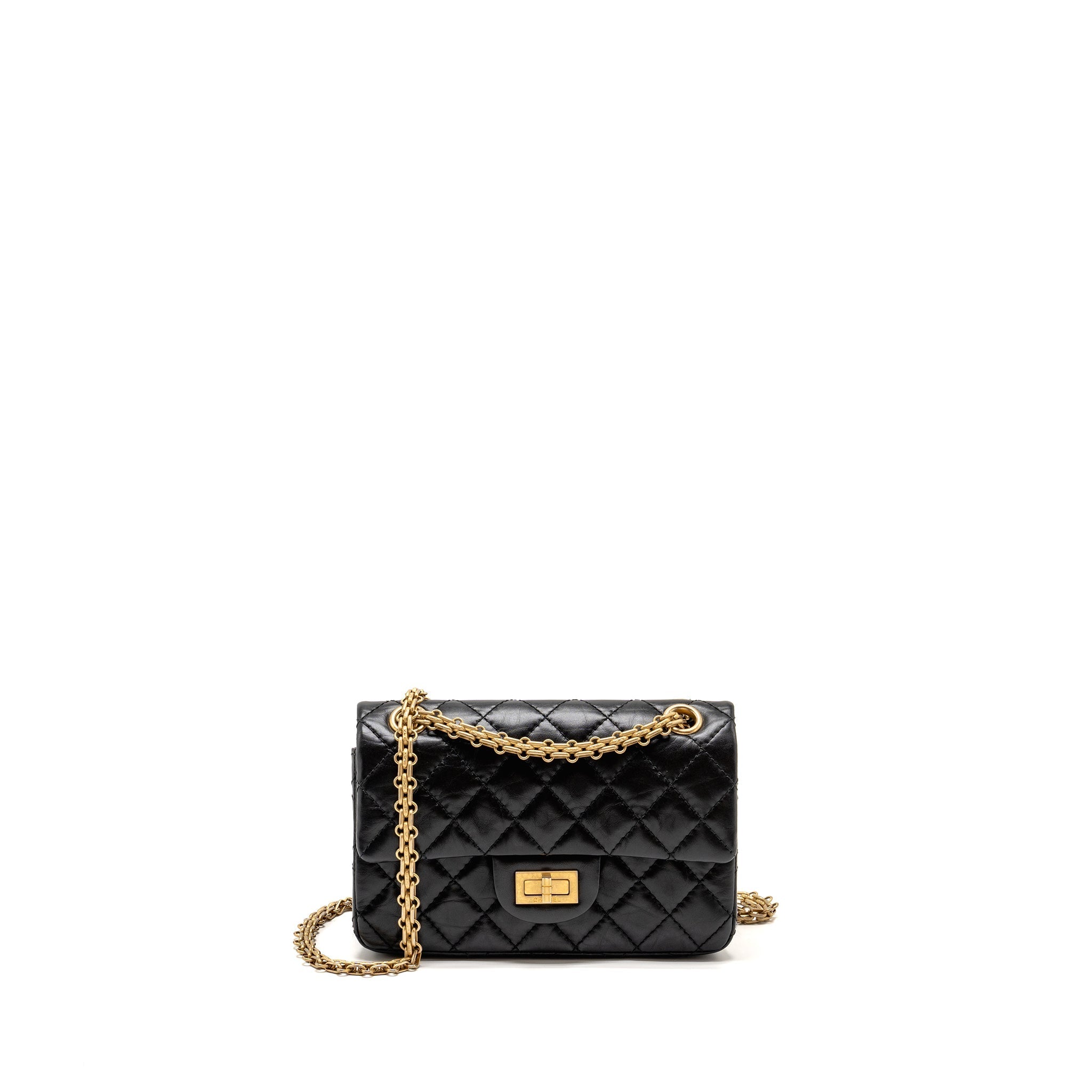CHANEL MINI 2.55 REISSUE AGED CALFSKIN BLACK GHW