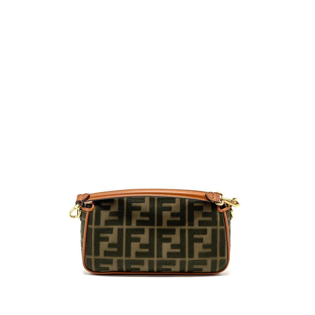 FENDI BAGUETTE SHOULDER BAG DENIM KHAKI GREEN GHW