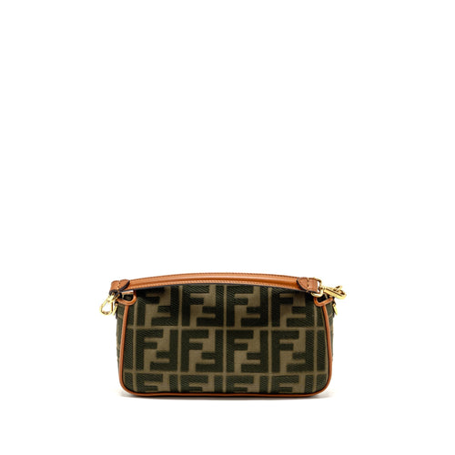 FENDI BAGUETTE SHOULDER BAG DENIM KHAKI GREEN GHW