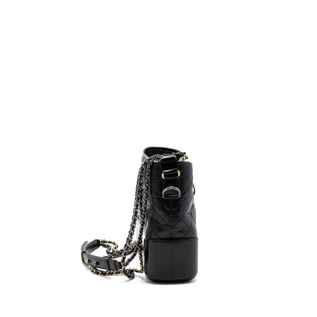 CHANEL LARGE GABRIELLE HOBO BAG  AGED CALFSKIN BLACK MULTICOLOUR HARDWARE
