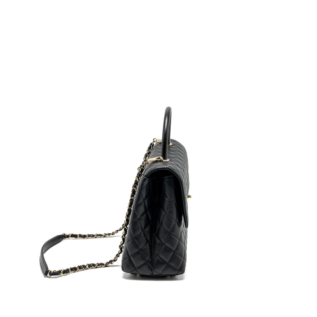 CHANEL LARGE COCO HANDLE CAVIAR BLACK LGHW (MICROCHIP)