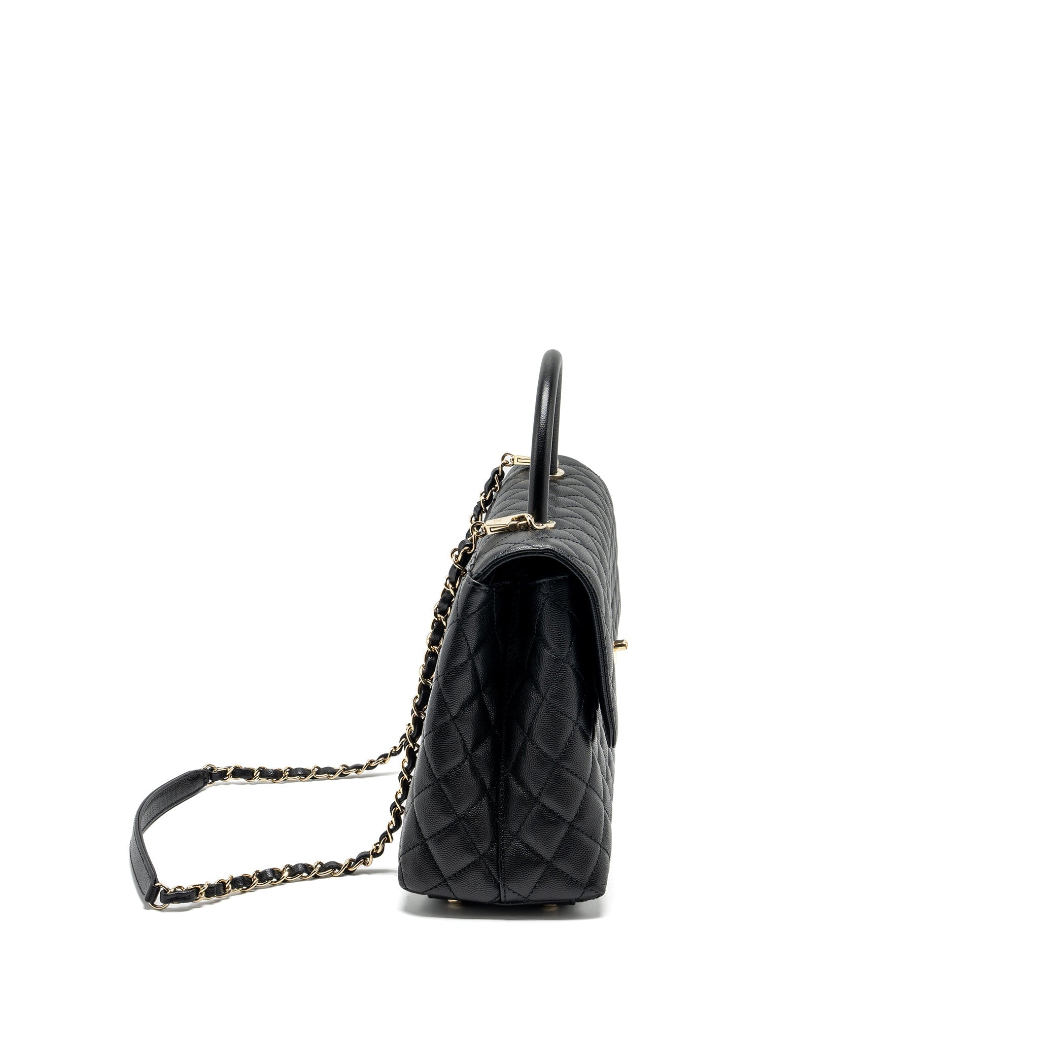 CHANEL LARGE COCO HANDLE CAVIAR BLACK LGHW (MICROCHIP)