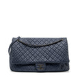 CHANEL XXL AIRLINE CLASSIC FLAP BAG GRAINED CALFSKIN DARK BLUE RUTHENIUM HARDWARE