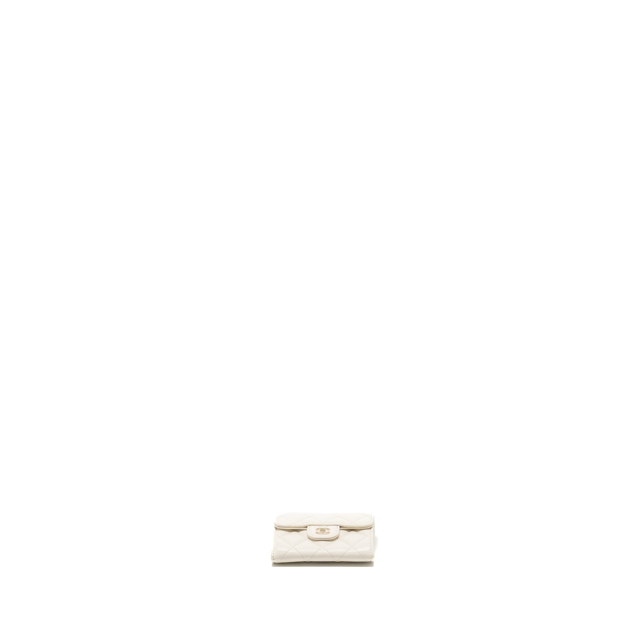 CHANEL CLASSIC FLAP CARD HOLDER CAVIAR WHITE LGHW (MICROCHIP)