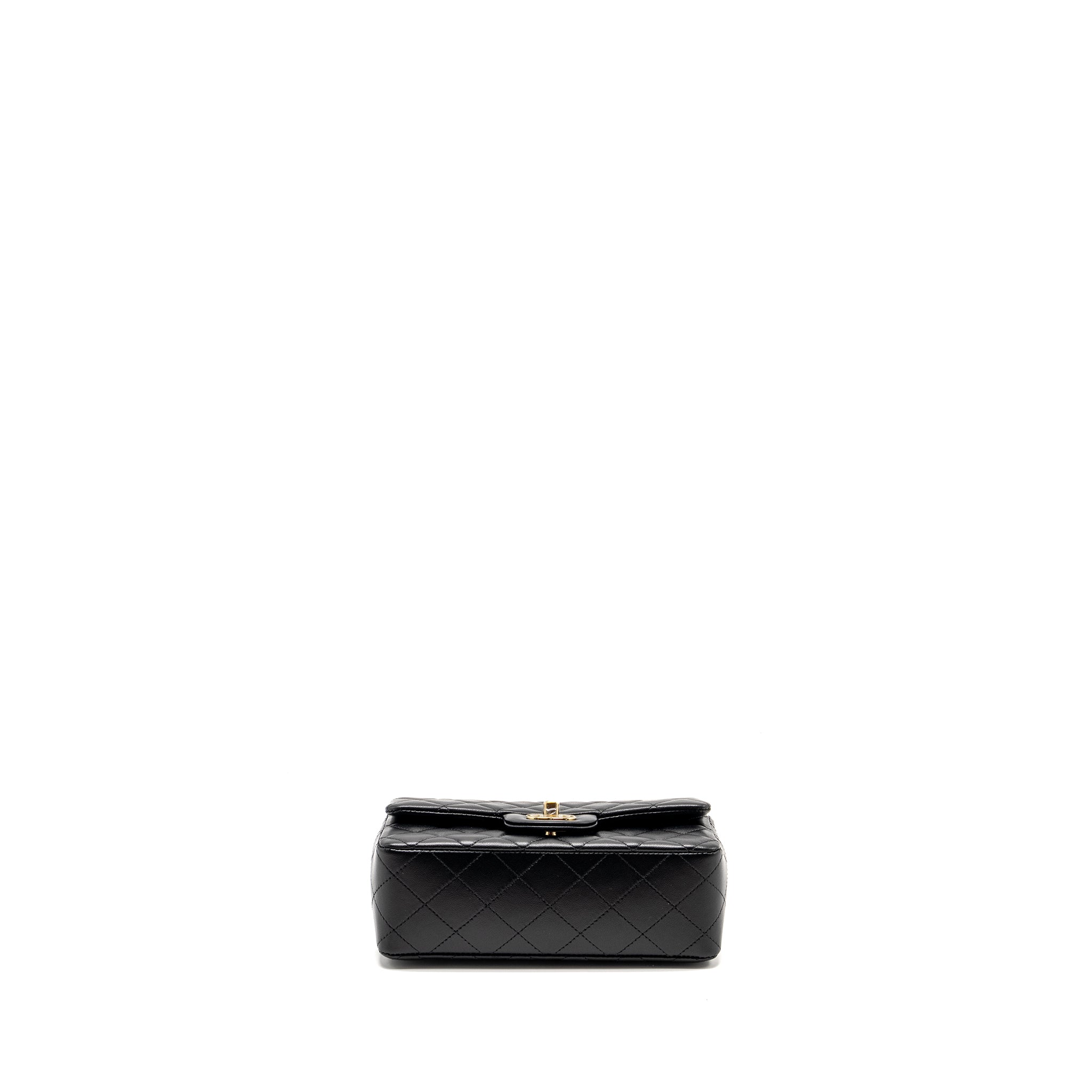 CHANEL MINI RECTANGULAR FLAP BAG LAMBSKIN BLACK LGHW (MICROCHIP)