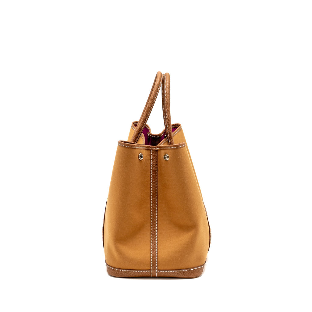 HERMES GARDEN PARTY 36 CANVAS/NEGONDA DUNE-MAGNOLIA/GOLD SHW