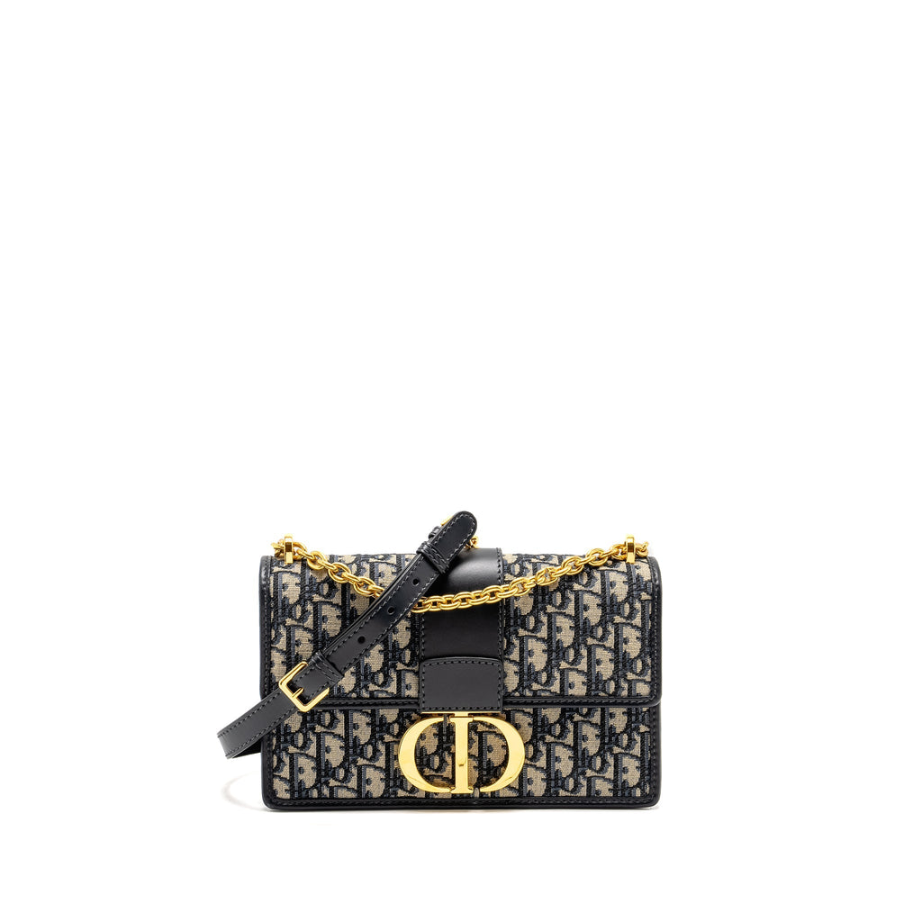 DIOR 30 MONTAIGNE CHAIN BAG OBLIQUE JACQUARD BLUE GHW