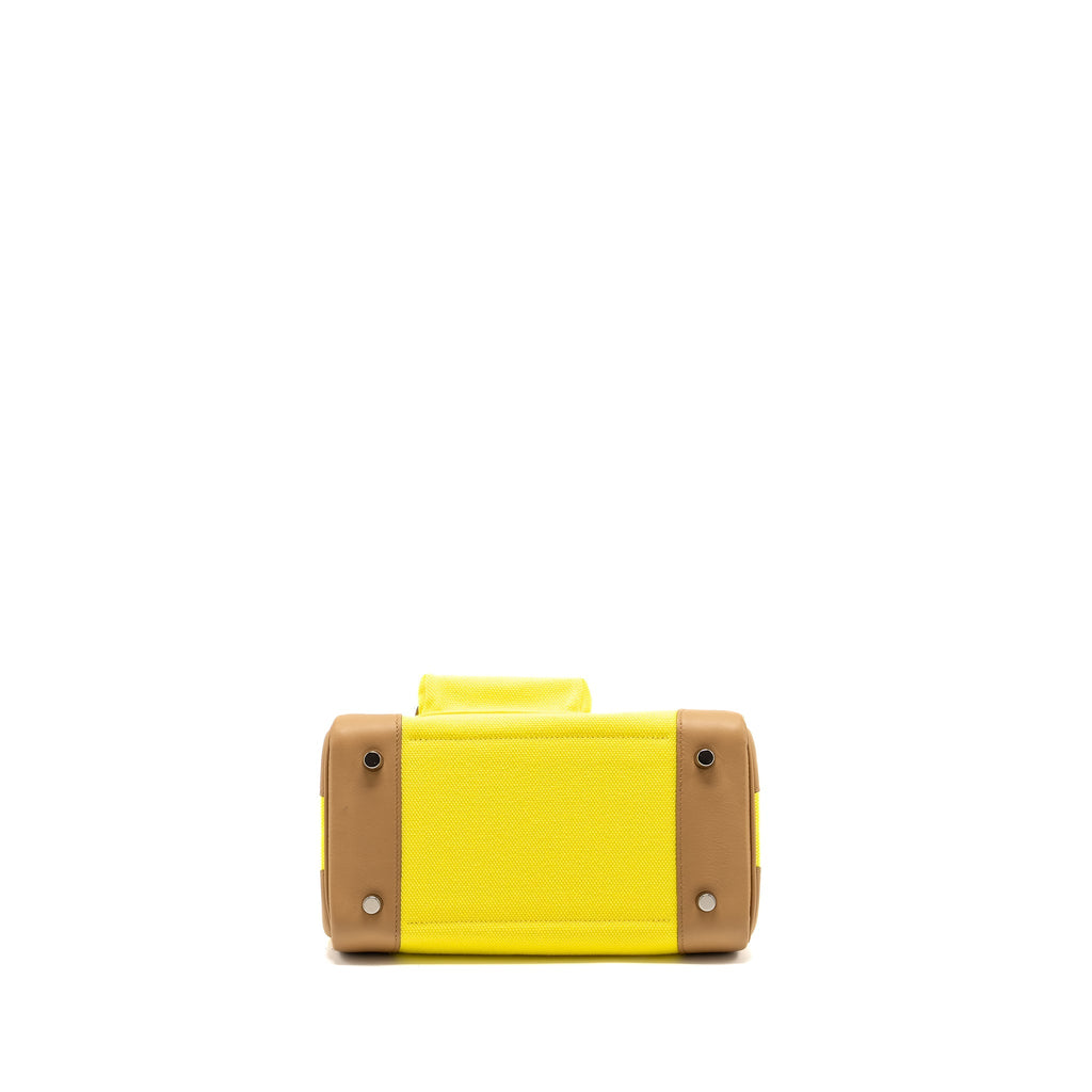 HERMES BIRKIN 25 CARGO TOILE GOELAND / SWIFT JAUNE CITRON / CHAI SHW