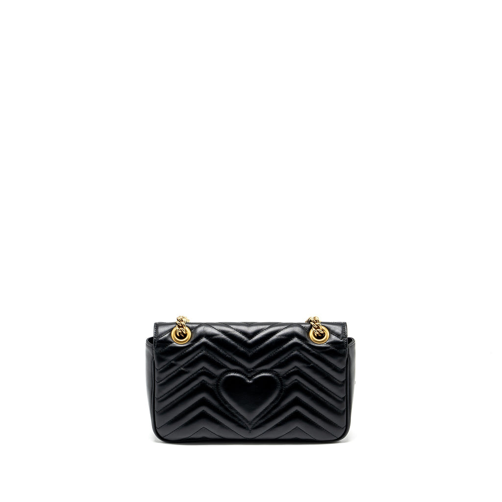 GUCCI SMALL GG MARMONT SHOULDER BAG CALFSKIN BLACK GHW