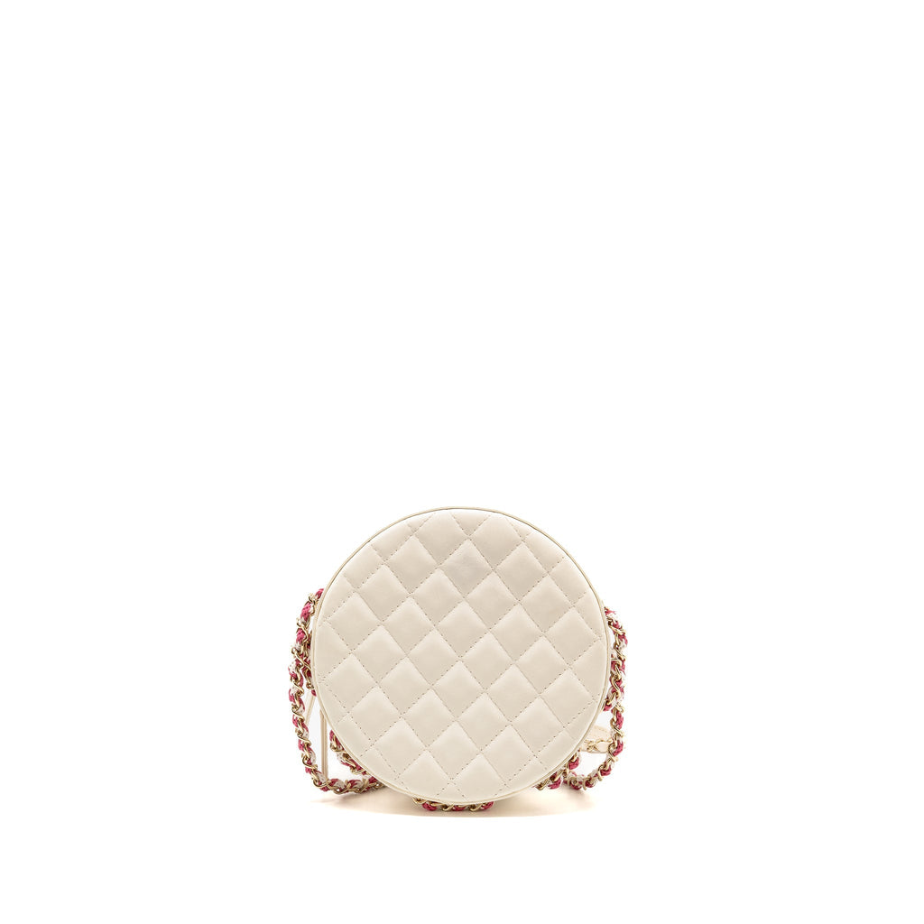 CHANEL 19C LA PAUSA LIFESAVER BAG LAMBSKIN/PVC PINK/WHITE LGHW