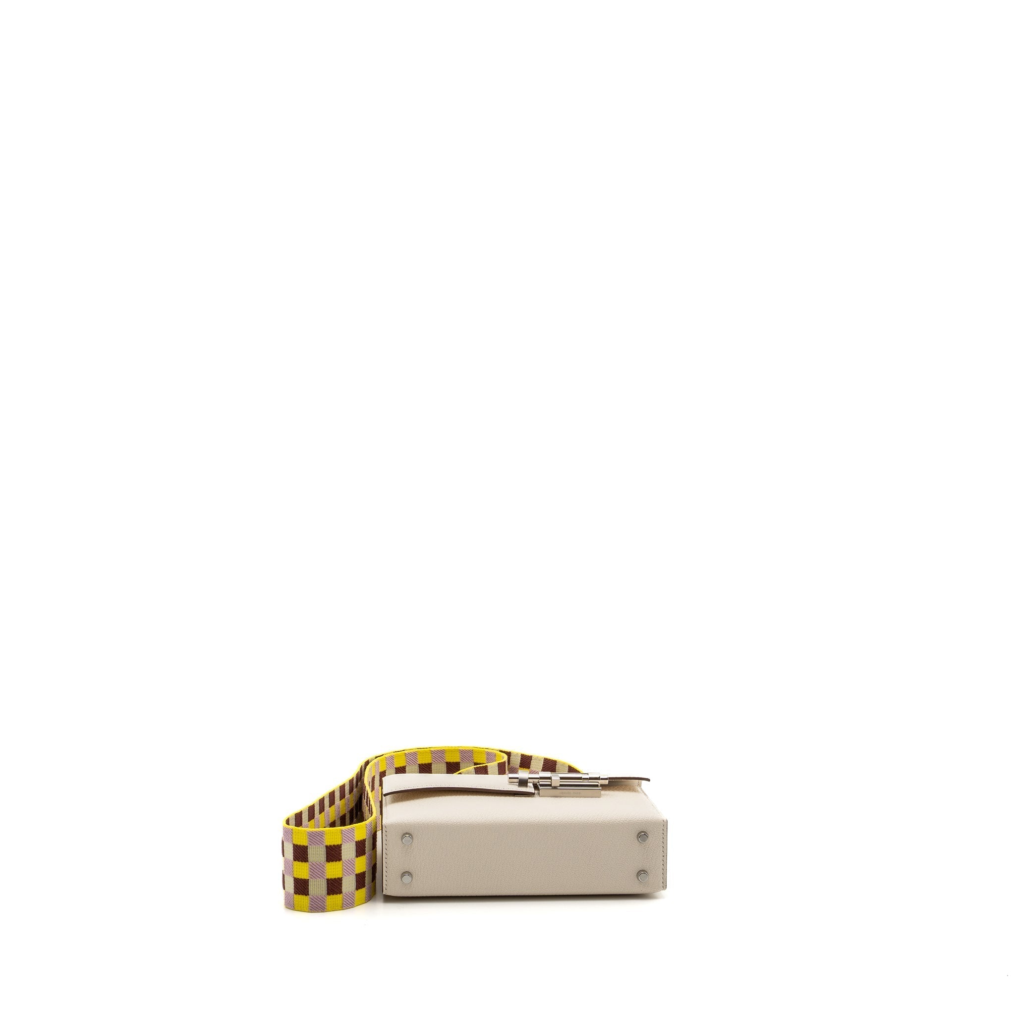 HERMES MINI VERROU CHEVRE MYSORE NATA / MULTICOLOR STRAP SHW