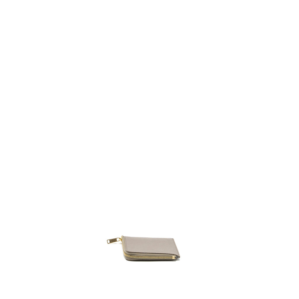 CELINE ZIPPED PURSE WITH REMOVABLE CARD HOLDER CALFSKIN / LAMBSKIN GREY / LIGHT BLUE GHW