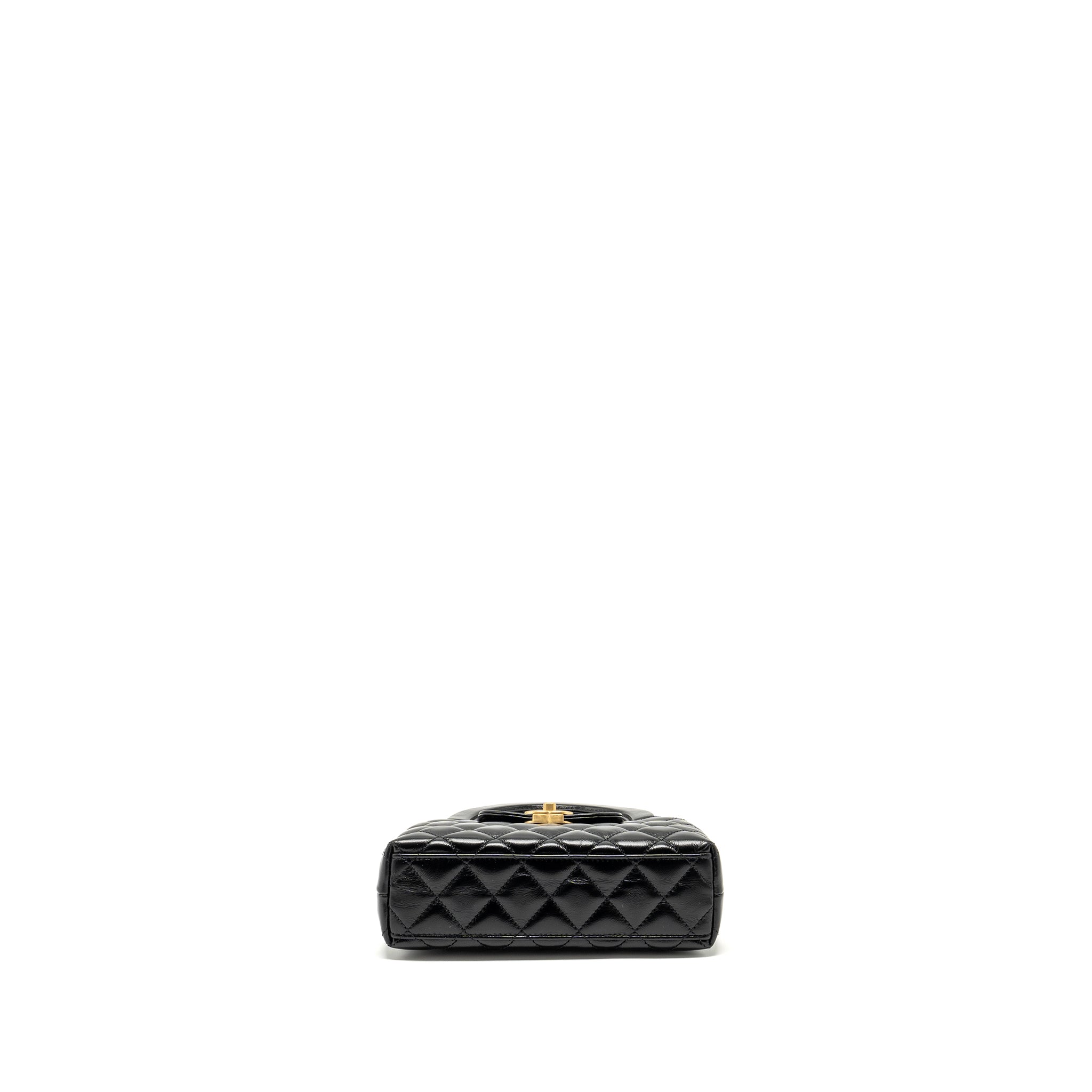 CHANEL 24A MINI SHOPPING TOTE/ MINI KELLY CALFSKIN BLACK GHW (MICROCHIP)