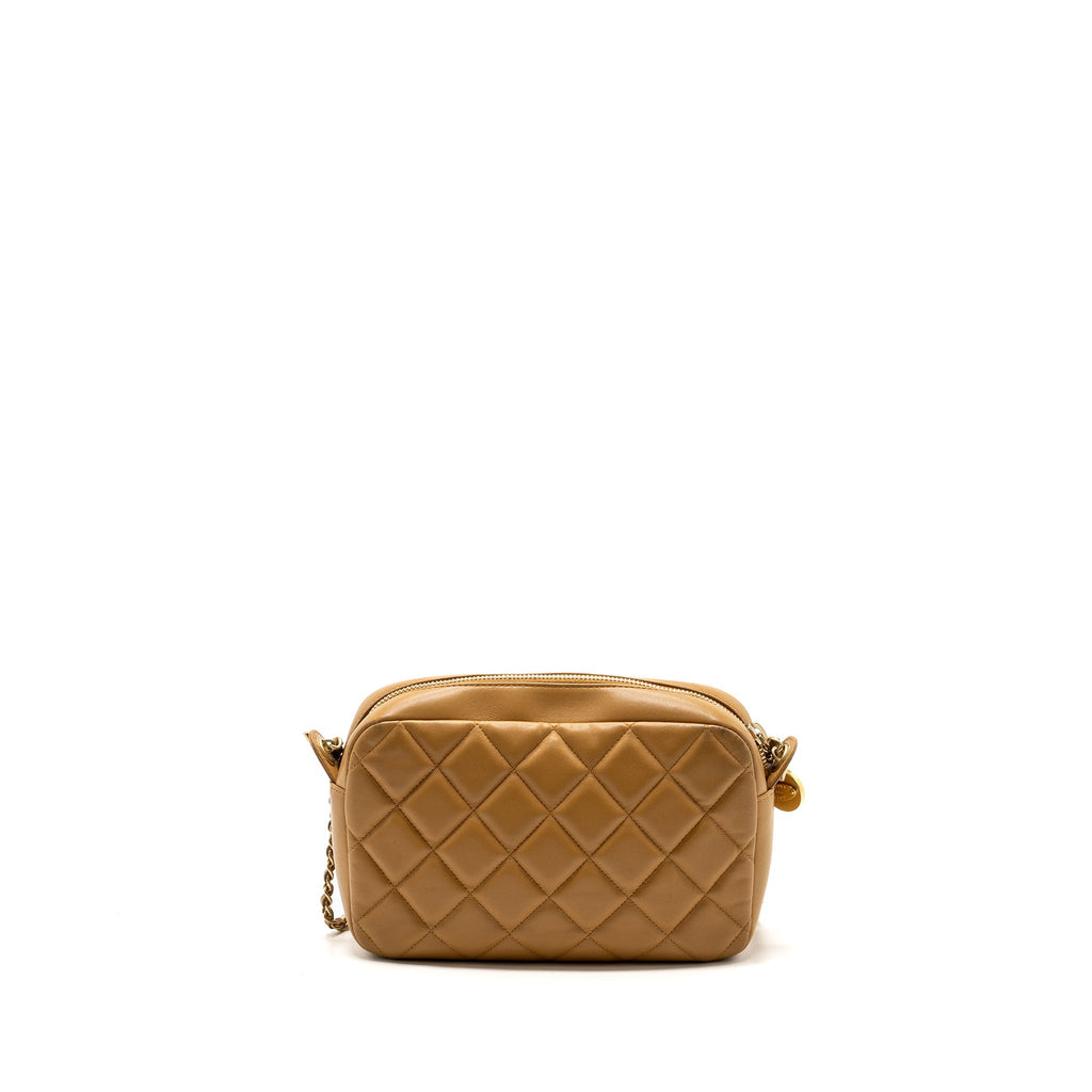 CHANEL SMALL CAMERA BAG LAMBSKIN BEIGE GHW