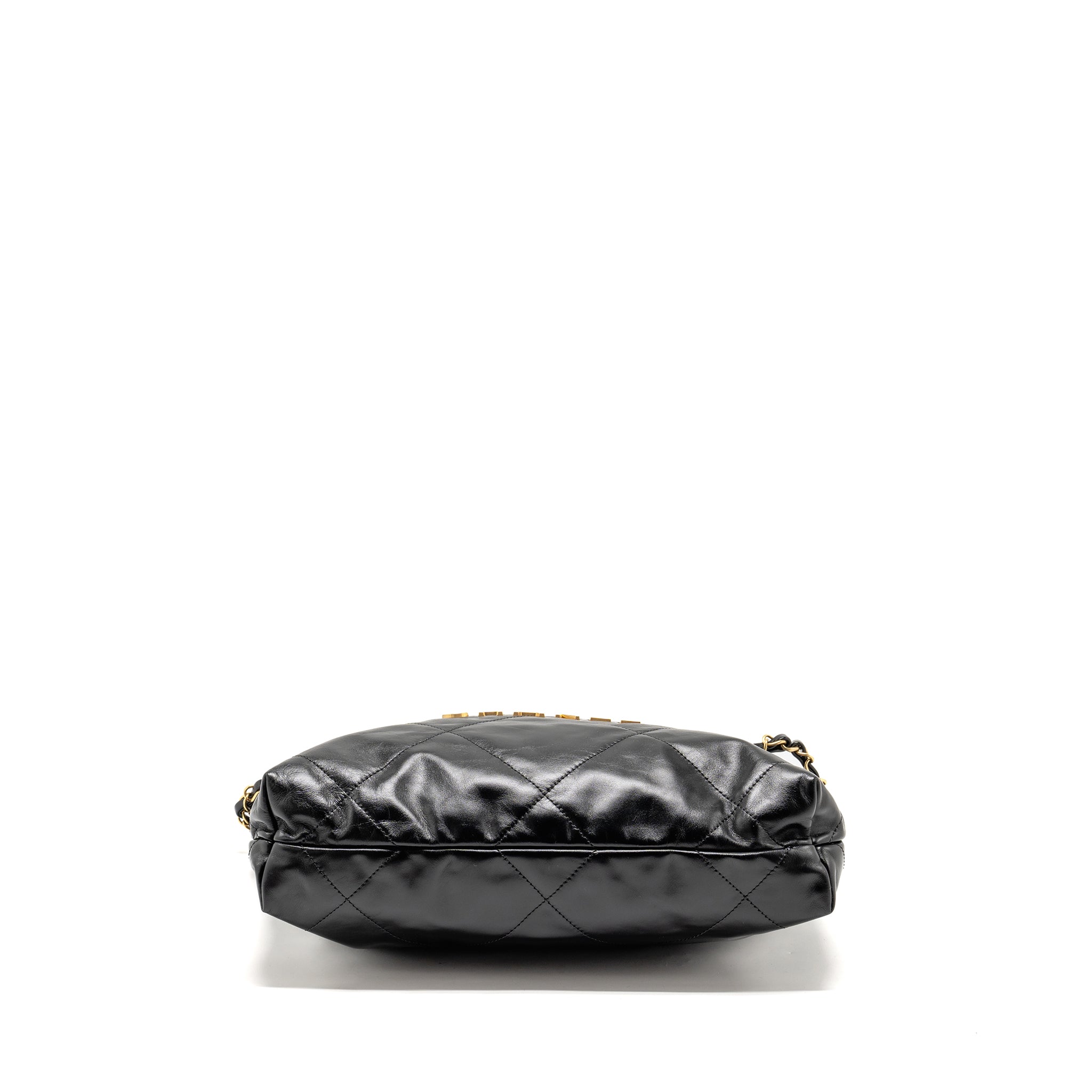 CHANEL SMALL 22 BAG SHINY CALFSKIN BLACK GHW (MICROCHIP)