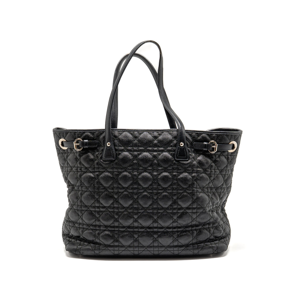 DIOR SHOPPING TOTE BAG CANVAS BLACK SHW