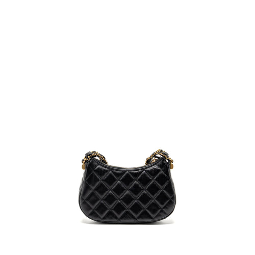 CHANEL 23K SMALL 19 HOBO SHOULDER BAG CALFSKIN BLACK GHW (MICROCHIP)