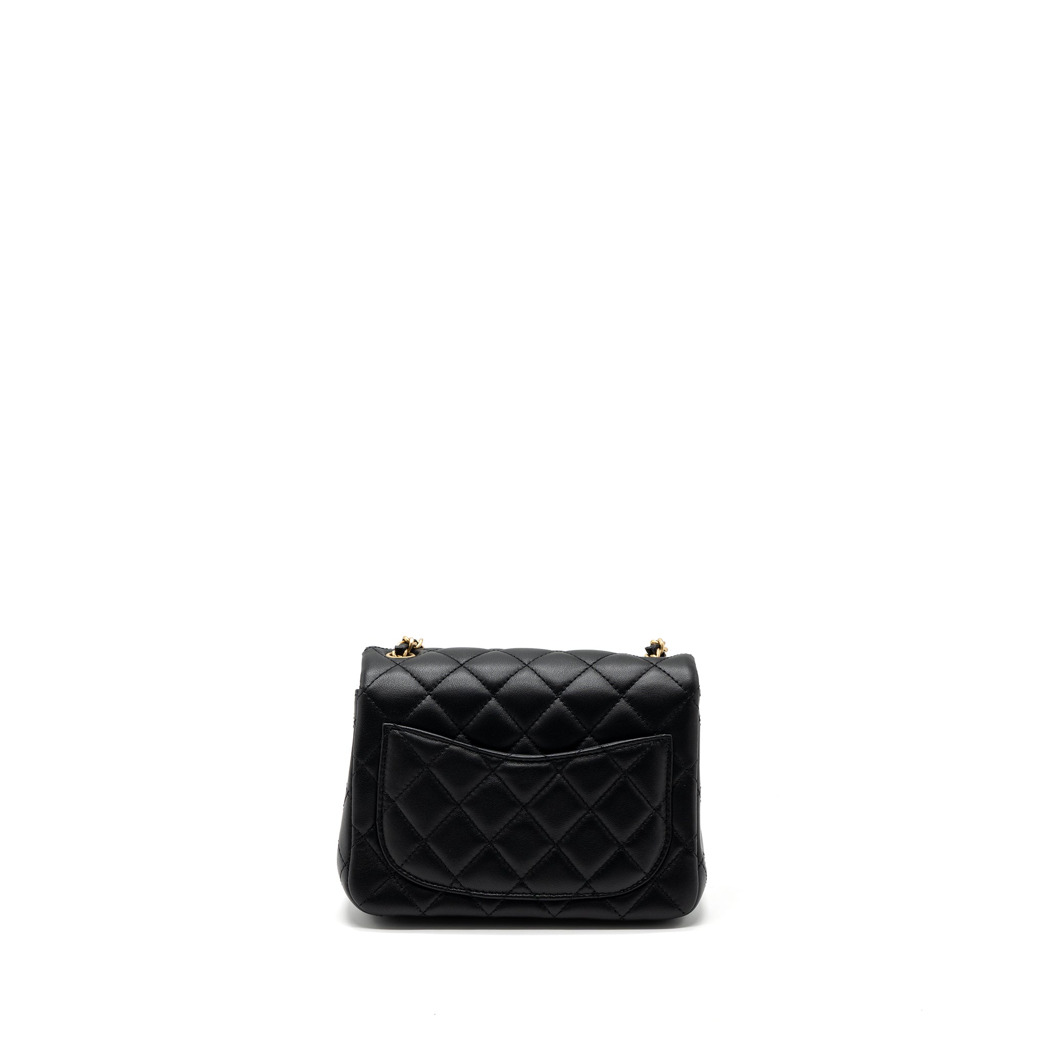 CHANEL 23K PEARL CRUSH MINI SQUARE FLAP BAG LAMBSKIN BLACK GHW (MICROCHIP)
