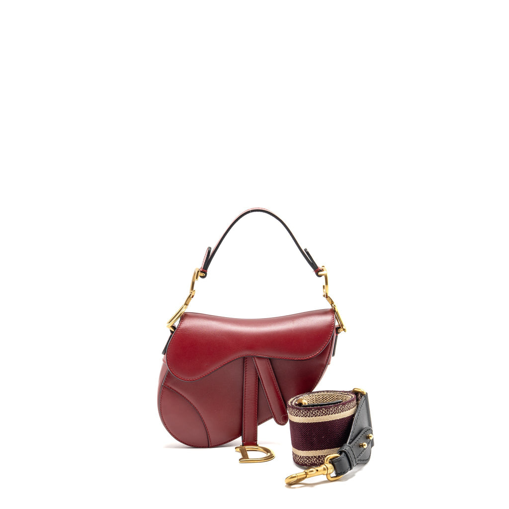 DIOR MINI SADDLE BAG CALFSKIN RED GHW