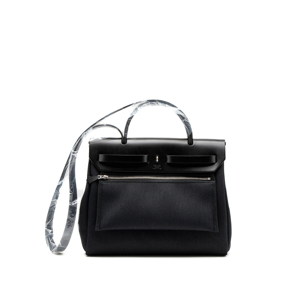 HERMES HERBAG ZIP 31 BAG RETOURNE TOILE MILITARIES CANVAS/HUNTER BLACK SHW