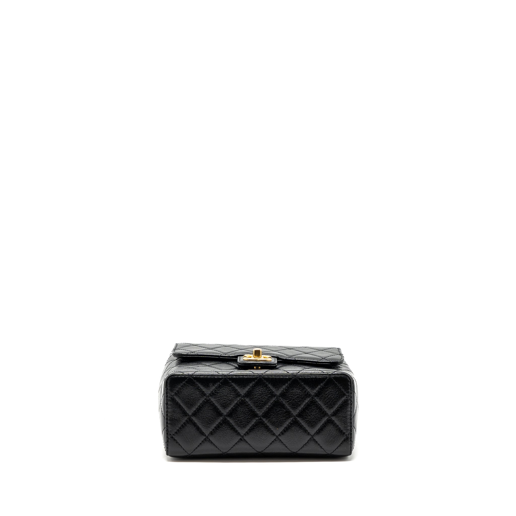 CHANEL 22K RETRO NEW SQUARE LARGE FLAP BAG GOATSKIN BLACK GHW (MICROCHIP)