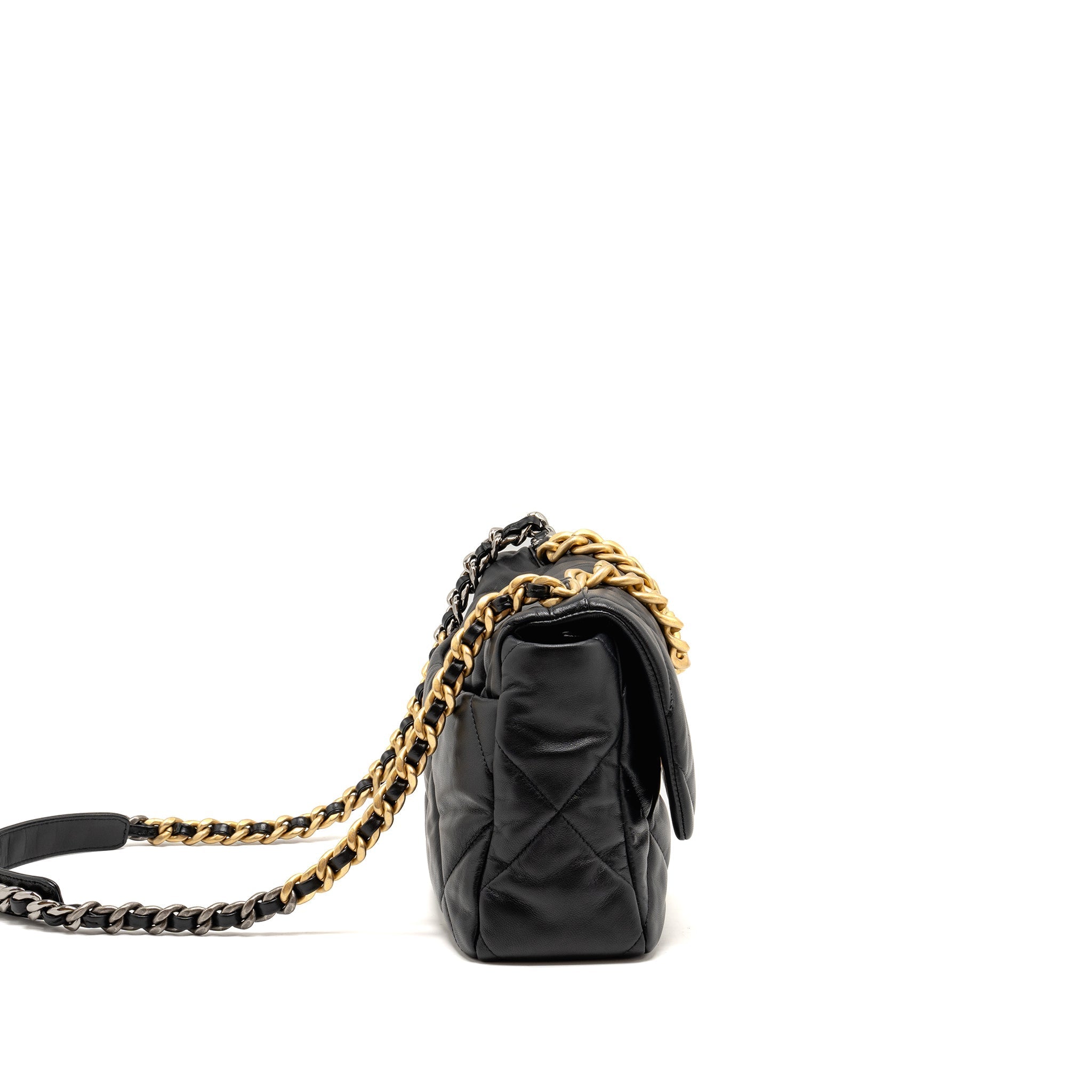 CHANEL LARGE 19 BAG GOATSKIN BLACK MULTICOLOUR HARDWARE