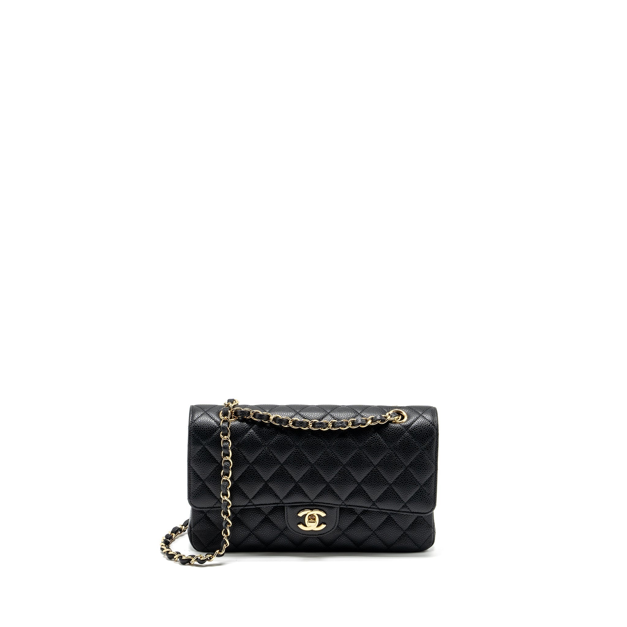 CHANEL MEDIUM CLASSIC DOUBLE FLAP BAG CAVIAR BLACK GHW