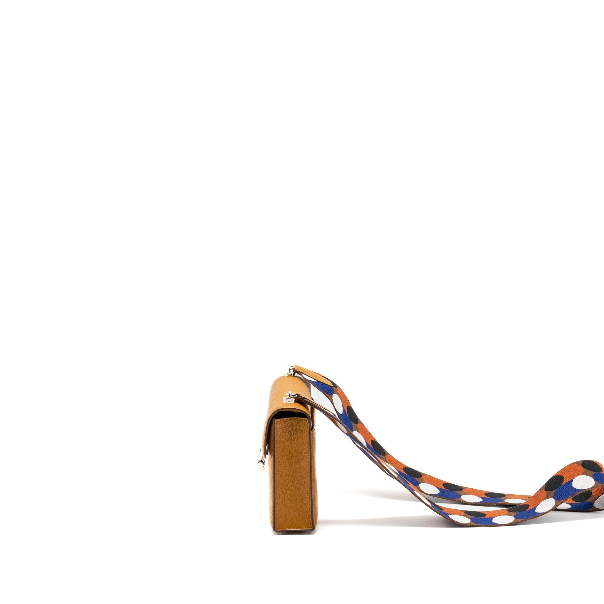 HERMES MINI STRAP VERROU BAG CHEVRE MYSORE CARAMEL/MULTICOLOUR SHW