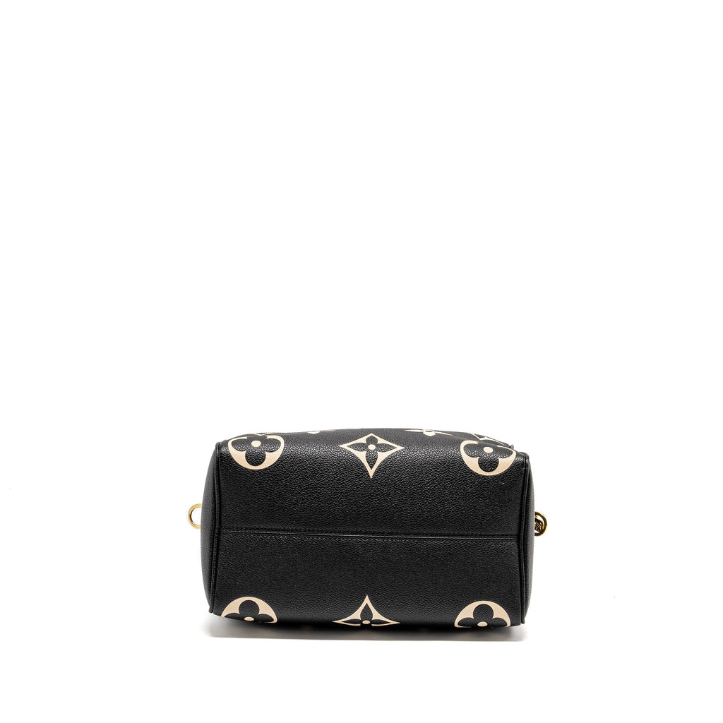 LOUIS VUITTON SPEEDY 25 BANDOULIERE BICOLOR MONOGRAM EMPREINTE BLACK GHW