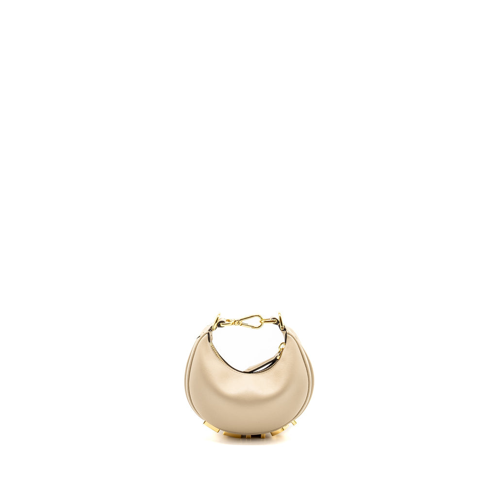 FENDI NANO FENDIGRAPHY LEATHER CHARM CALFSKIN BEIGE GHW